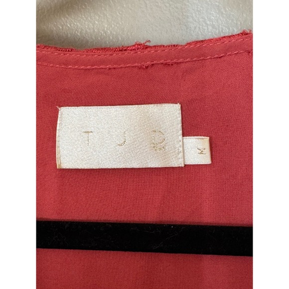 TJD Rust Red Boho Crochet Lace Deep V-Neck Bell Sleeve Top Size M J12161018 - Picture 3 of 8